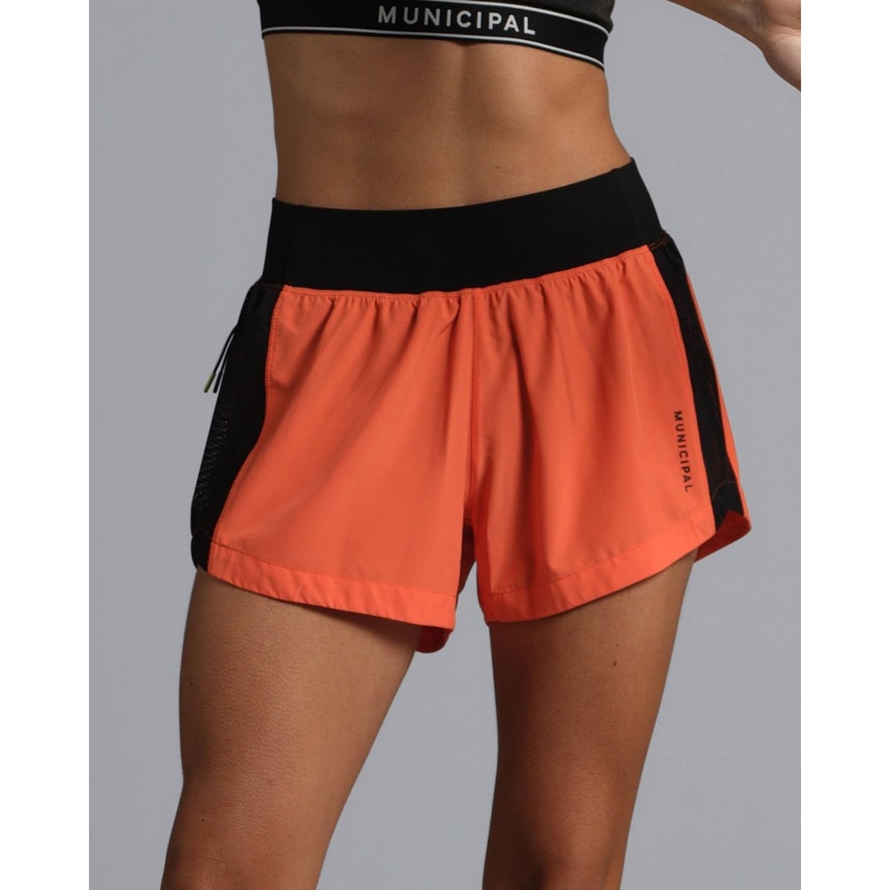 Municipal Womens Daybreak Active Short Poppy Orange Black WSHR101-POP-S Small
